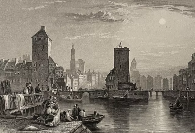 Strasbourg gravure de 1843 Alsace France