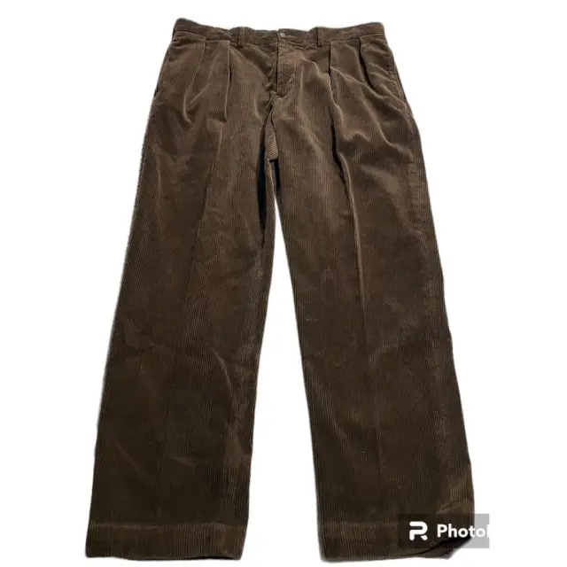 VTG Polo Ralph Lauren Ethan Pant Corduroy Mens 38x30 100% Cotton Brown Pants