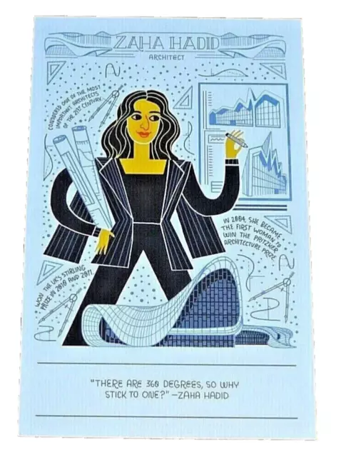 Women In Art Postcard ~ Zaha Hadid - Architect - 1950-2016 - New