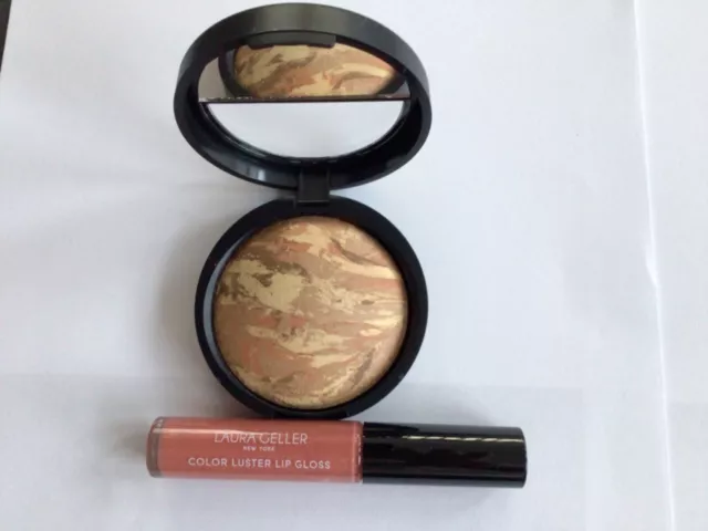 Laura Geller Balance N Brighten Powder Foundation tiefer Honig Karamell Lippenglanz