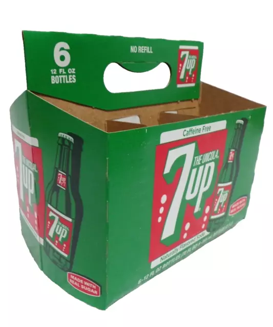 2011 Seven Up 7Up 6 Pack 12 Ounce Bottle Carton Carrier Real Sugar No Refill