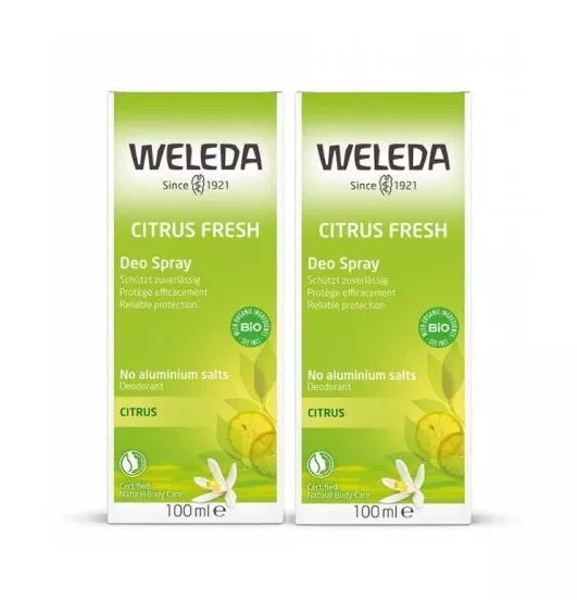 2 x Weleda Deo Spray Citrus Fresh 100ml Organic Deodorant Spray