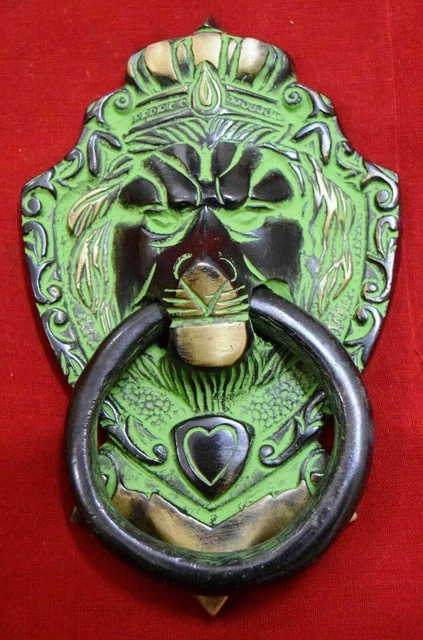 Ancien Style Lion Tête Forme Porte Heurtoir en Laiton Massif Fait Cloche 15.2cm