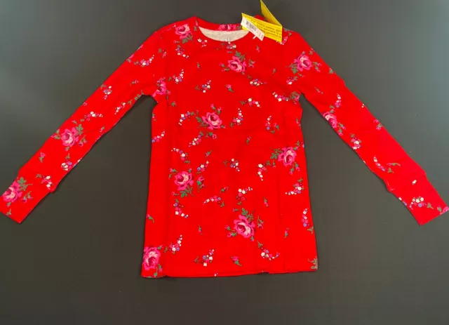 New GAP Kids Girl’s Snug Fit Floral Red Long Sleeve 2-Piece PJ Set: Size 4