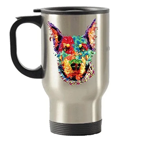 Colorful Doberman Stainless Steel Travel Insulated Tumblers Mug gift idea