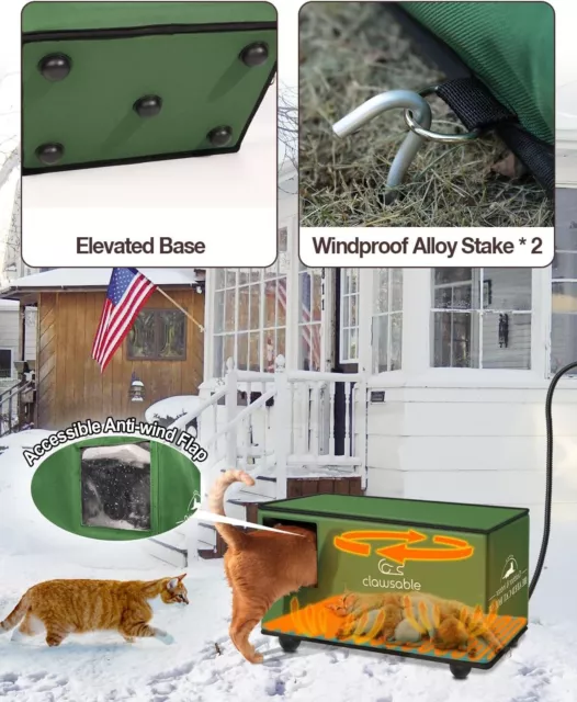 Large size Waterproof & Easy Assembly Cat House for Outdoor in Winter, Heated 2