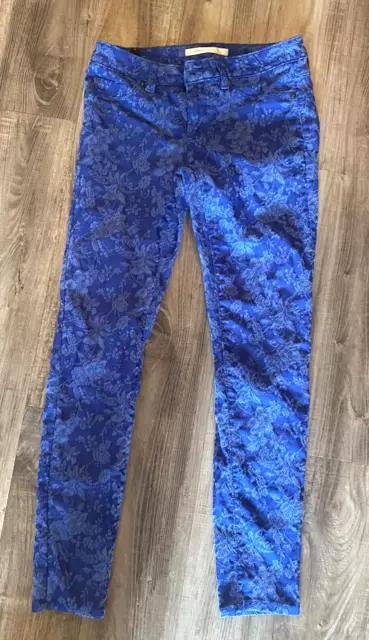 Lauren Conrad LC Ultra Soft Jean Pants Blue Floral Women's Size 2 Waist 28"