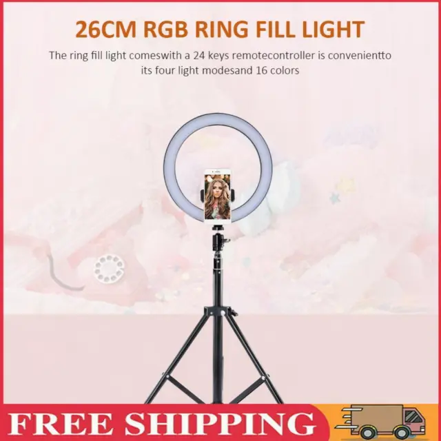 10 Inch LED Selfie Ring Light RGB Circle Fill Light for Makeup Live Streaming