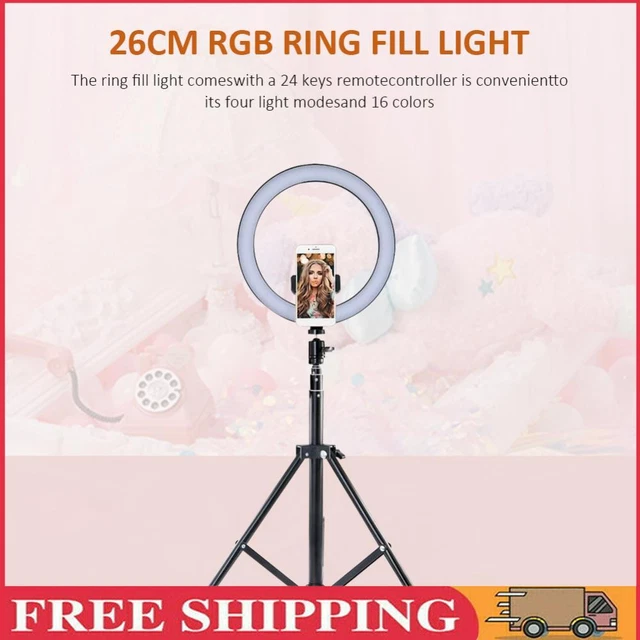 10 Inch LED Selfie Ring Light RGB Circle Fill Light for Makeup Live Streaming