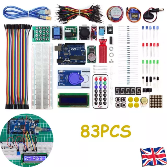 UNO R3 Project Super Starter Kit for Arduino IDE with Power Supply Module Hot