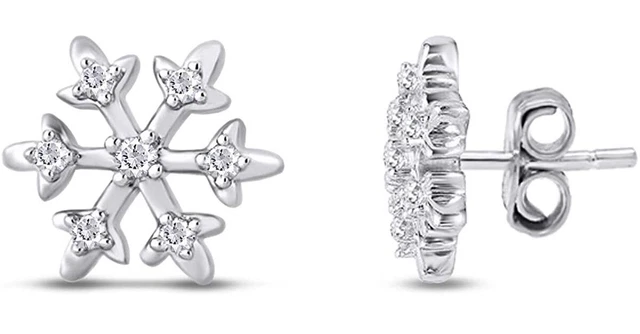 1/20 Ct Round Simulated Diamond Snowflake Stud Earrings 925 Sterling Silver
