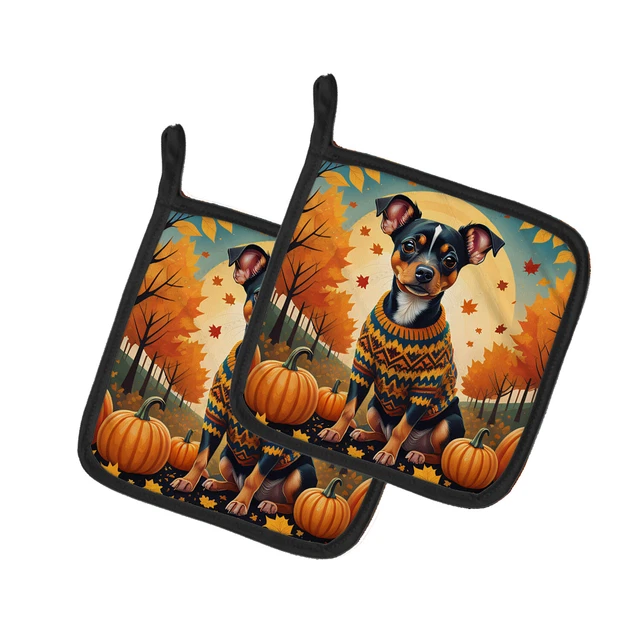 Miniature Pinscher Fall Pair of Pot Holders DAC1059PTHD