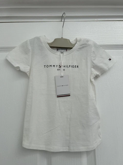 Tommy Hilfiger Girl's Essential White Logo Graphic Tee S/S T-Shirt 1.5-2 Yrs 92