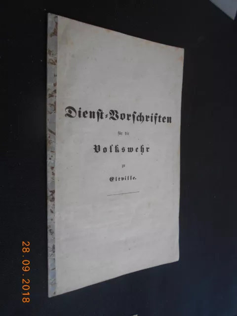 RRR! Original 1848 Dienst-Vorschriften für die Volkswehr Eltville
