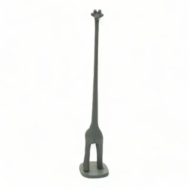 Estatuilla de jirafa gris soporte de rollo de inodoro rústico decoración de baño hierro fundido jirafa 3