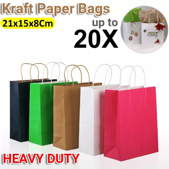 Kraft Paper Bags Gift Shopping Carry Craft Brown White Retail Bag with Handles