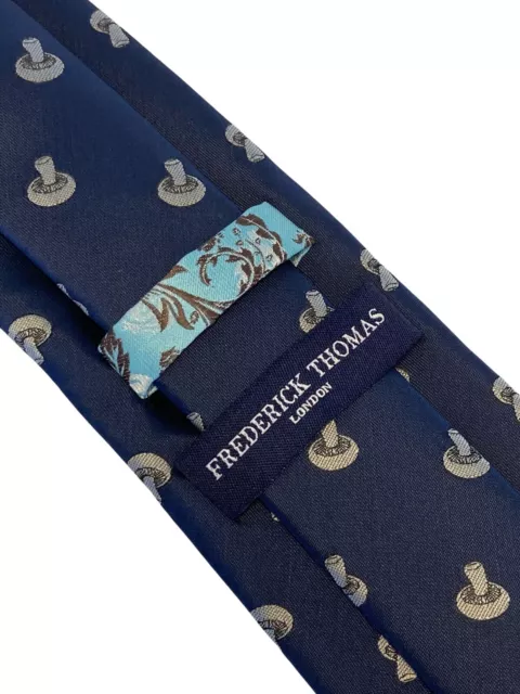 Frederick Thomas Designer navy mens tie with mushroom quirky design gift 3