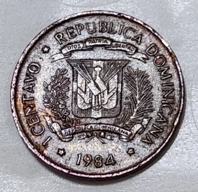 Dominican Republic 🇩🇴 One (1) Centavo Coin 1984 (Caonabo) 2