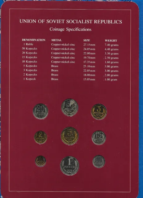 Coin Sets of All Nations USSR Russia w/card UNC all 1979 2