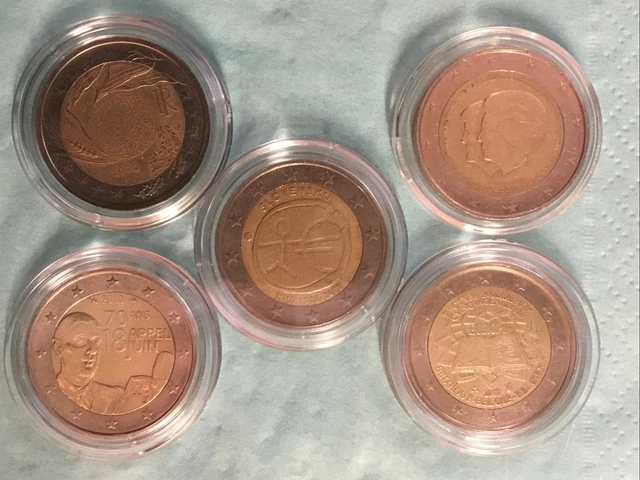 5 X 2€ GEDENKMÜNZE Europa 🇪🇺 KONVOLUT 2004-13, div. LÄNDER, zirk.! , s. Fotos