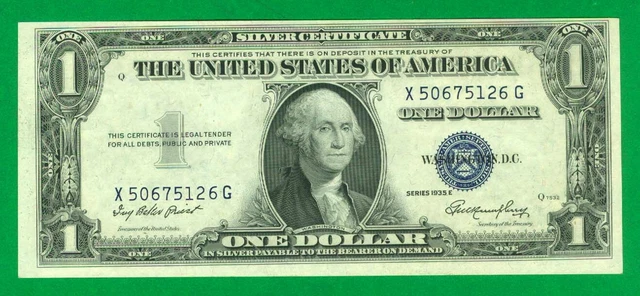 $1 1935-E 1 X/G Block Blue Seal Silver Certificate Cu.