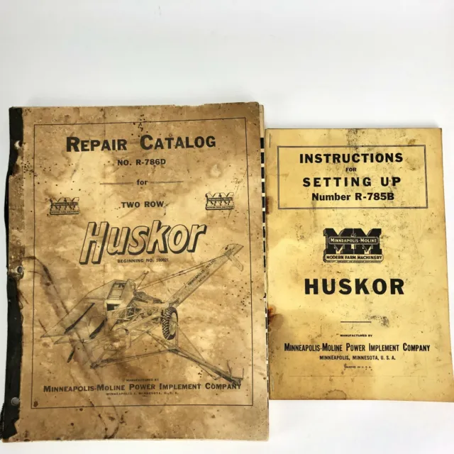 Huskor Manual Repair Catalog set Model R-785B/R-786D Farm Minneapolis-Moline Set