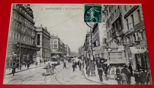 Cpa Carte Postale 1909 Marseille 13 La Cannebiere Bouches Du Rhone Tramway