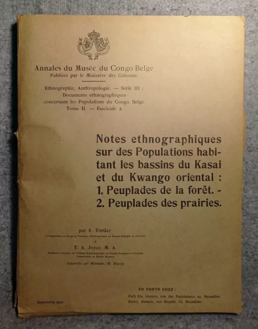 Notes ethnographiques: populations des bassins du Kasai & Kwango. 1922. TORDAY 2