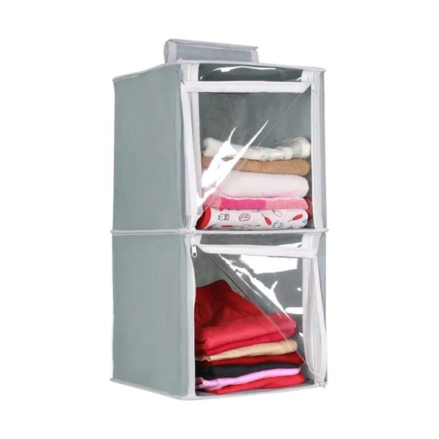 2 Tiers With Transparent Front Clothes Foldable Wall Hanging Storage Organizer