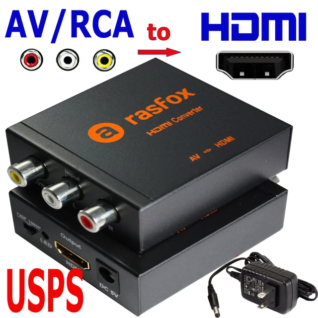 POWERED AV RCA to HDMI Converter Box Composite CVBS Adapter 1080P 720P
