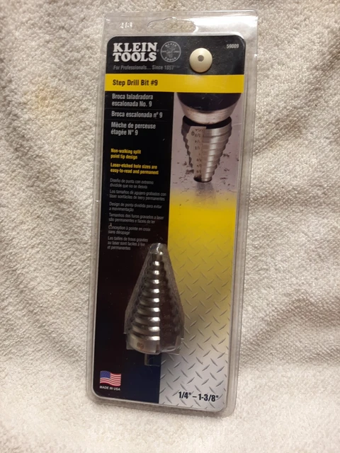 Klein Tools 59009 1/4" to 1-3/8" High-Speed Steel Step Drill Bit USA
