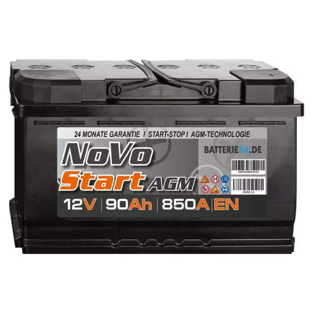 LANGZEIT EFB Batterie 100Ah 12V 900A/EN Start-Stop Autobatterie statt 90Ah  95Ah