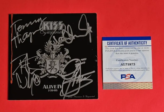 KISS ALIVE IV 4 CD SIGNED BY PAUL STANLEY GENE SIMMONS PETER CRISS +1 & PSA jsa