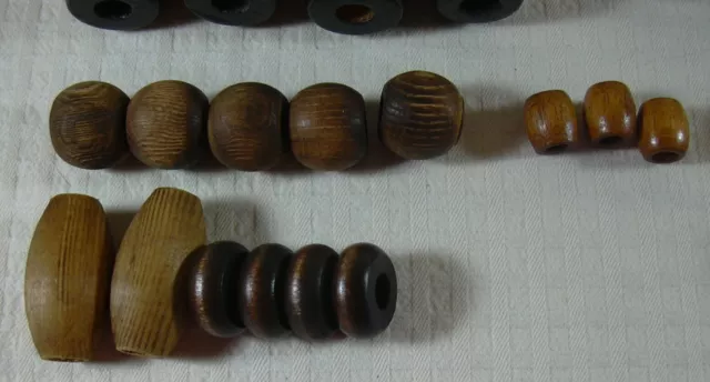 Brown Wooden Macrame Beads 1.5" Oval Various Sizes 40cnt LOT Plant Hanger 4
