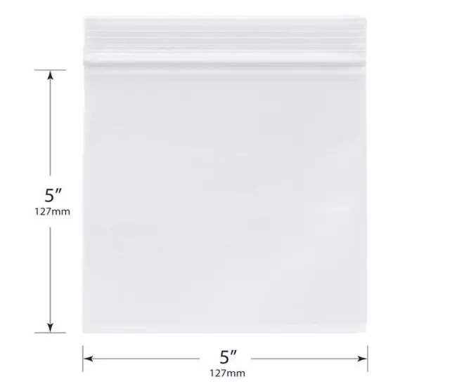 100 -5"X5" Clear Reclosable Zip Lock Plastic Ziplock Bags Poly Zipper Jewelry