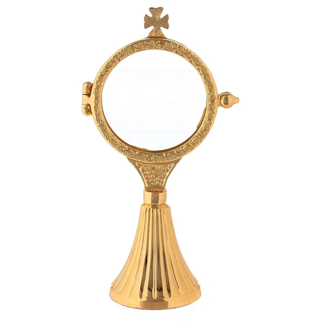 Ostensorio grappoli uva ottone dorato teca 6,5 cm
