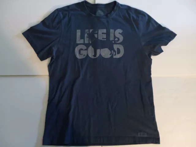 Life Is Good Men's Shirt Classic Fit Short  Sleeve Dog Labrador Blue Large