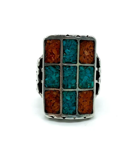 Bague Ancienne Navajo Argent Et Turquoise - Années 1920-1930, Unisexe, Pièce De Collection