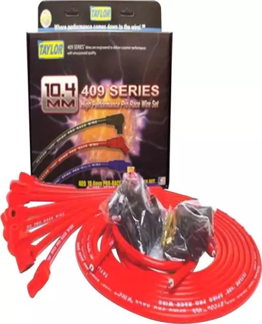 Universal Fit V8 Red Taylor 409 Pro Race Ignition Wire Set with 90&deg; Plug