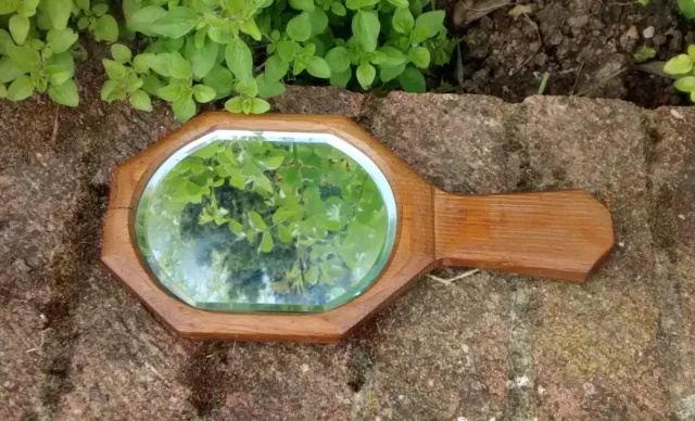 Cotswold School arts & crafts oak hand mirror c.1930s