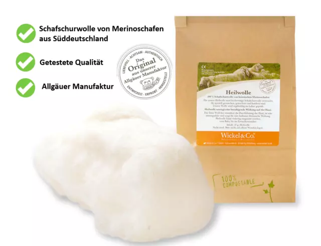 Heilwolle 100g aus 100% Schafschurwolle - Ohrenwolle, Babypflege - Allgäu