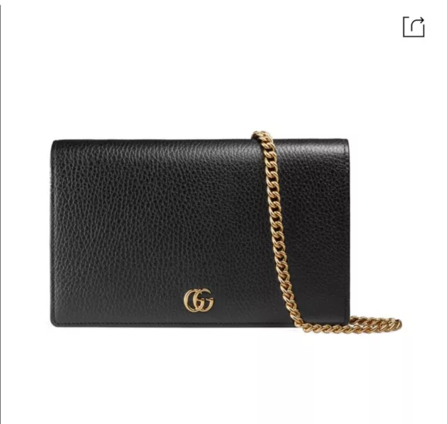 GUCCI GG Marmont black leather mini chain bag