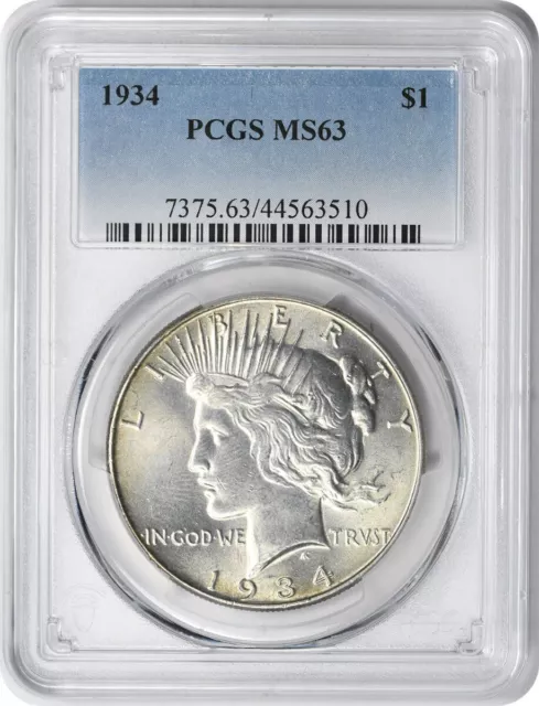 1934 Peace Silver Dollar MS63 PCGS