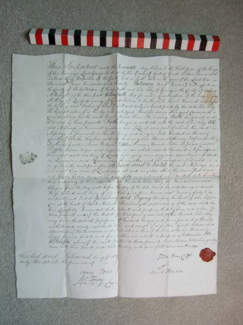Indenture of 1770 (George III) re land in the East Hundred, Berkshire, wax seal.