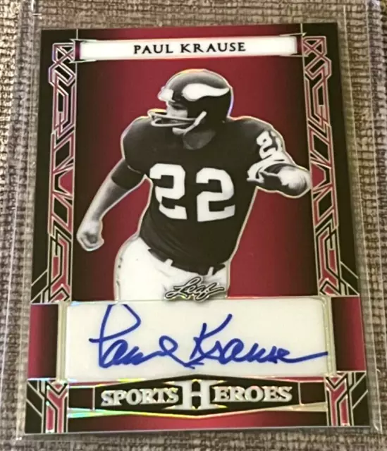 2024 LEAF SPORTS Heroes Paul Krause PINK Shimmer Auto 4/15 Vikings