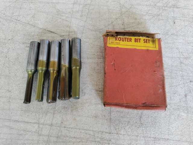 Delta Milwaukee Router Bit Set No .480 NOS Straight 1/2" Shank #478 thru #474