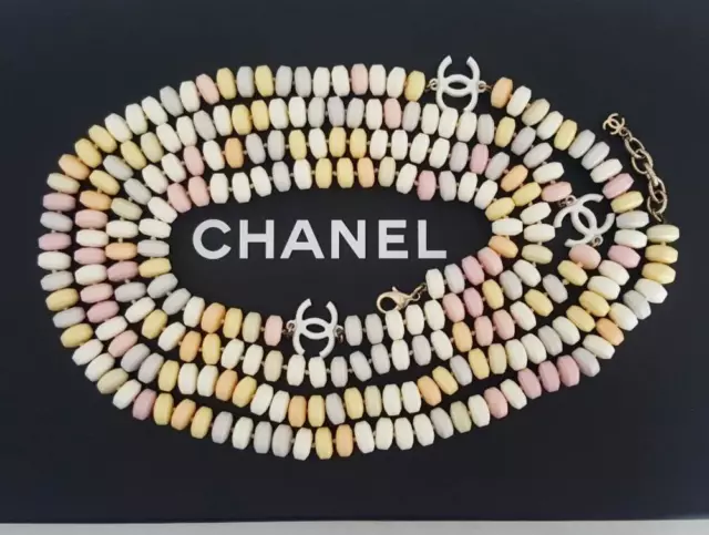 Chanel 2014 Supermarket Iridescent Pink CC Pearl Station Choker Necklace