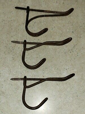 Set Of 3 Vintage Wire Coat Hooks, Flawed, Need Repainted, Other Lots Listed