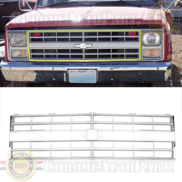 New Silver Grille w/Molding Holes Assembly for 85-86 Chevy C/K 87-88 R/V Pickup