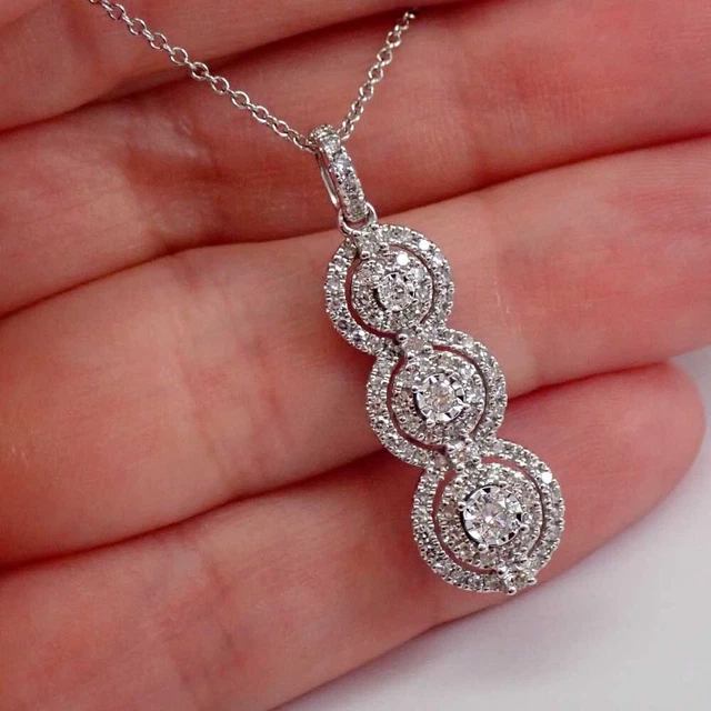 2CTW Round Cut VVS1 Moissanite Wedding Pendant 14K Yellow Gold Plated Free Chain